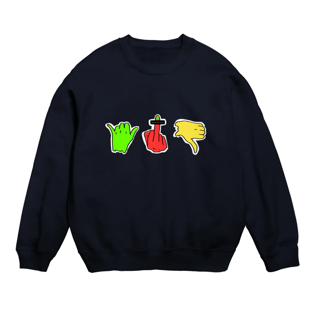 旻天堂(旧 ゆうれい星)のフィンガーサイン（両面） Crew Neck Sweatshirt