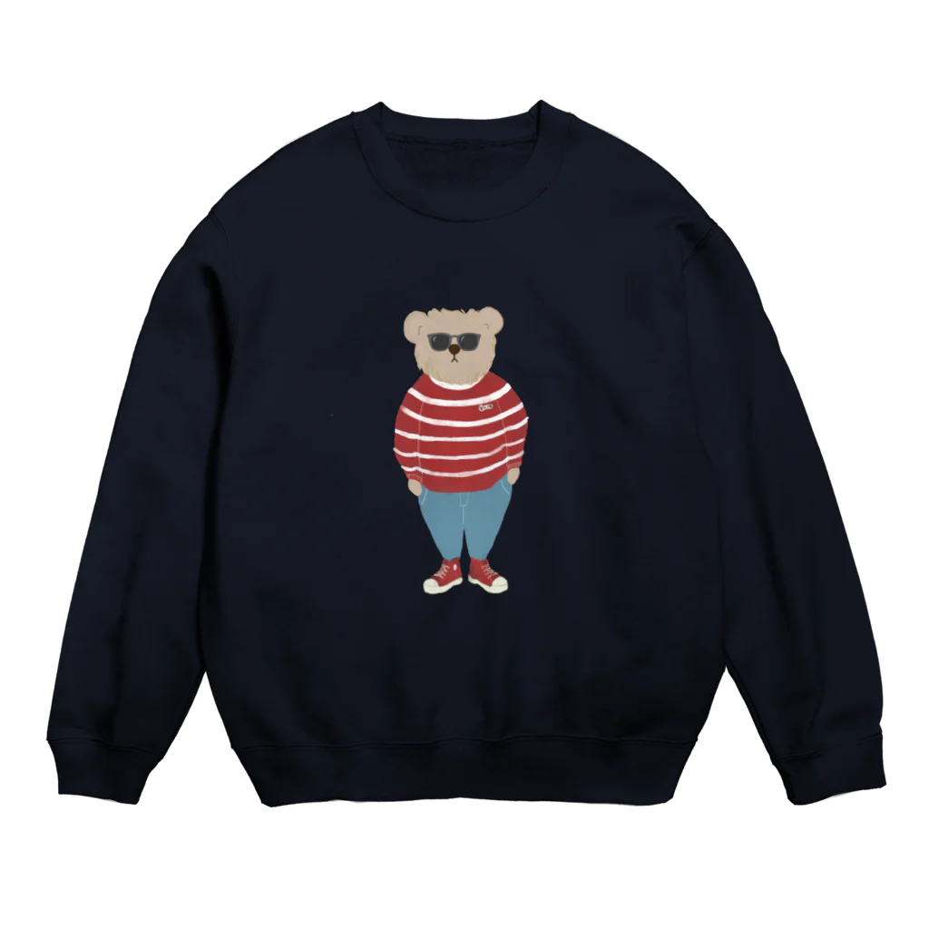 papiko くまさんの洋服を着てお出かけするクマさん　あか　シンプル Crew Neck Sweatshirt