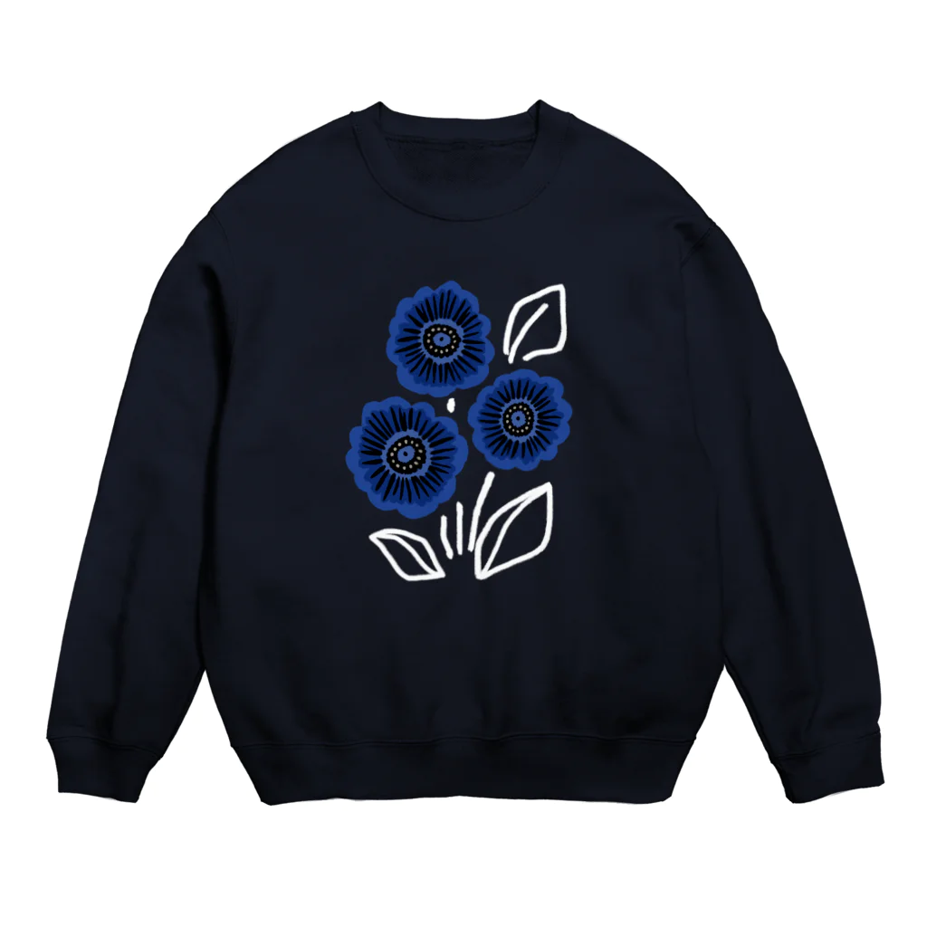 Katie（カチエ）の少し怪しい青い花 Crew Neck Sweatshirt