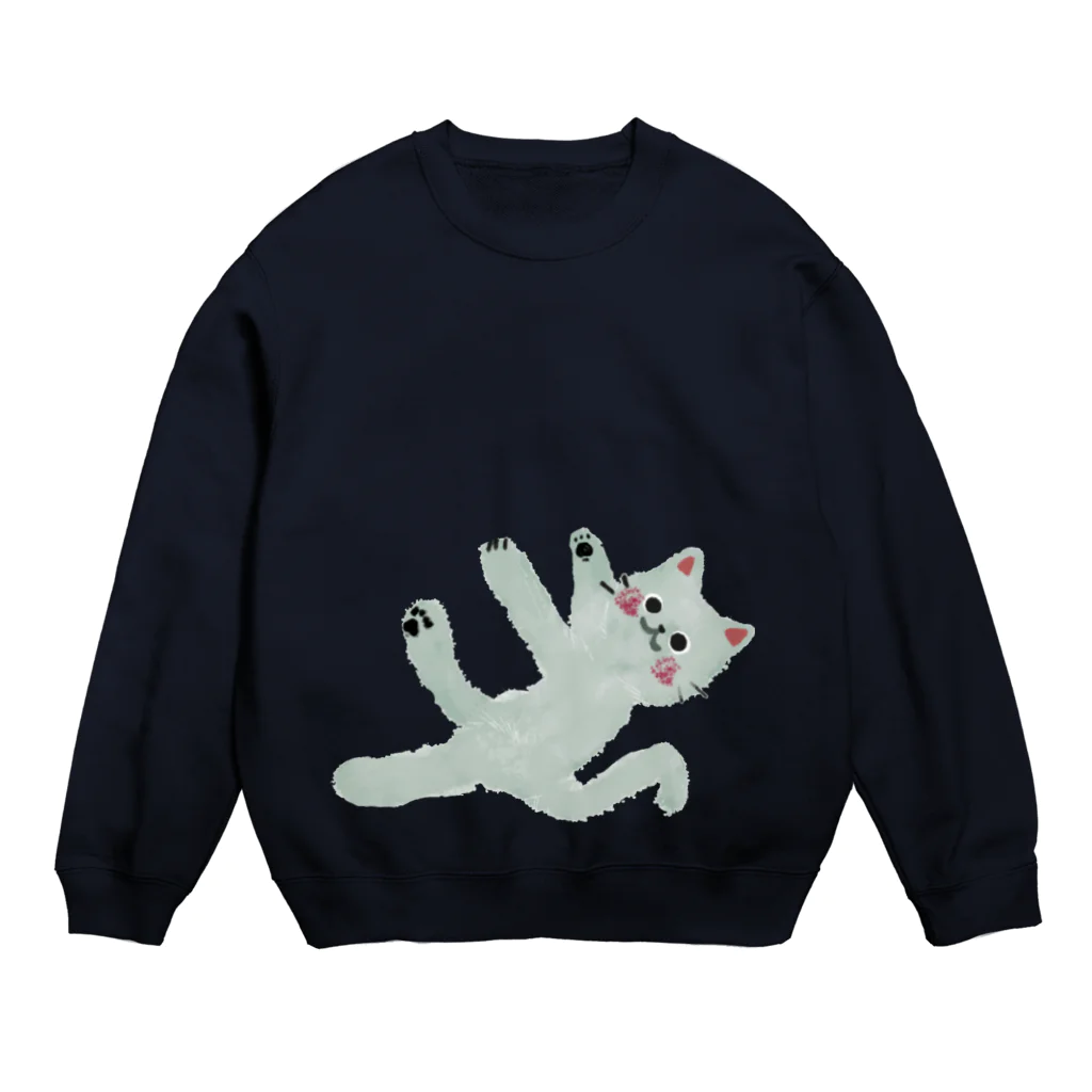 🤍一ノ瀬 彩 🐇⸒⸒ suzuri支店🤍の甘えんぼネコ【ゆめかわアニマル】 Crew Neck Sweatshirt