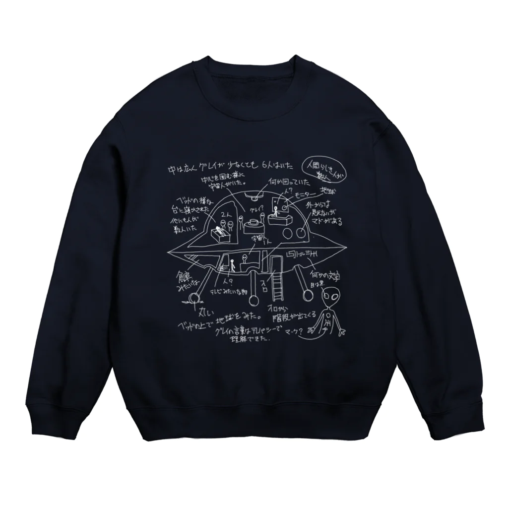 DISTANT_GALAXYのUFO記録風スケッチ Crew Neck Sweatshirt