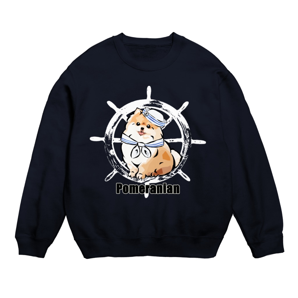 犬グッズの店しえるぶるーのマリンだワン！　ポメラニアン Crew Neck Sweatshirt
