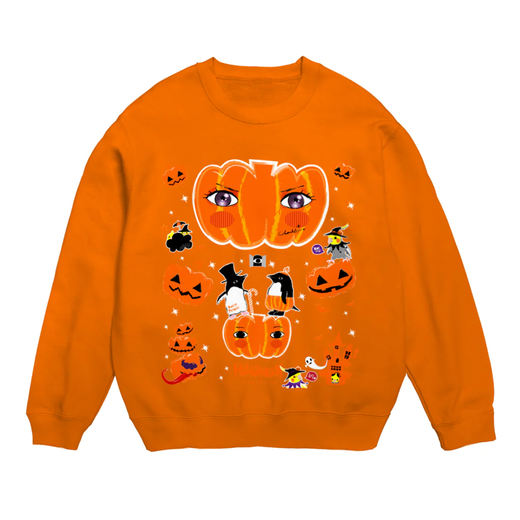 LittleLoroのTHE GREAT PUMPKIN カボチャ大王のお出まし アデリーペンギン オカメインコ Crew Neck Sweatshirt