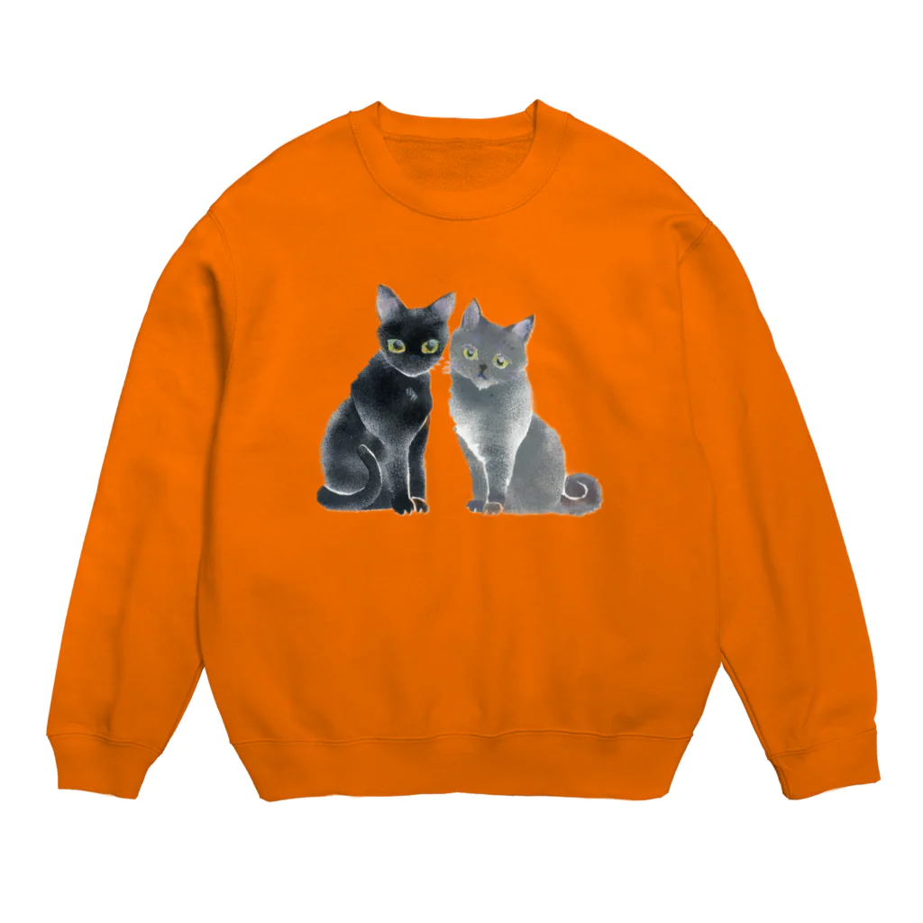 miiyaの三居屋のステンシル 猫 なかよし Crew Neck Sweatshirt