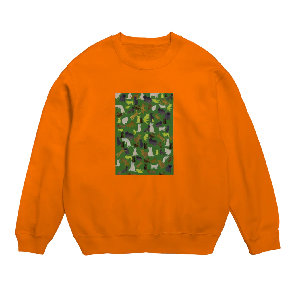 WAMI ARTの猫迷彩緑 Crew Neck Sweatshirt