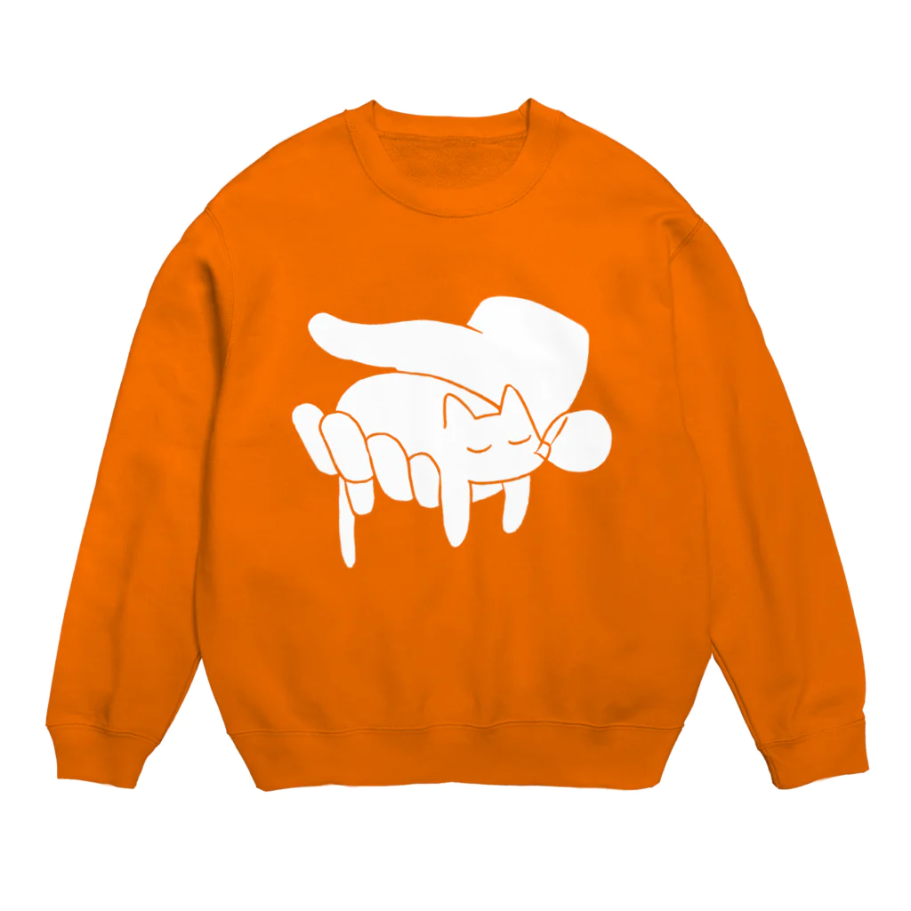 あらゐけいいちの手の上に猫が乗っている Crew Neck Sweatshirt