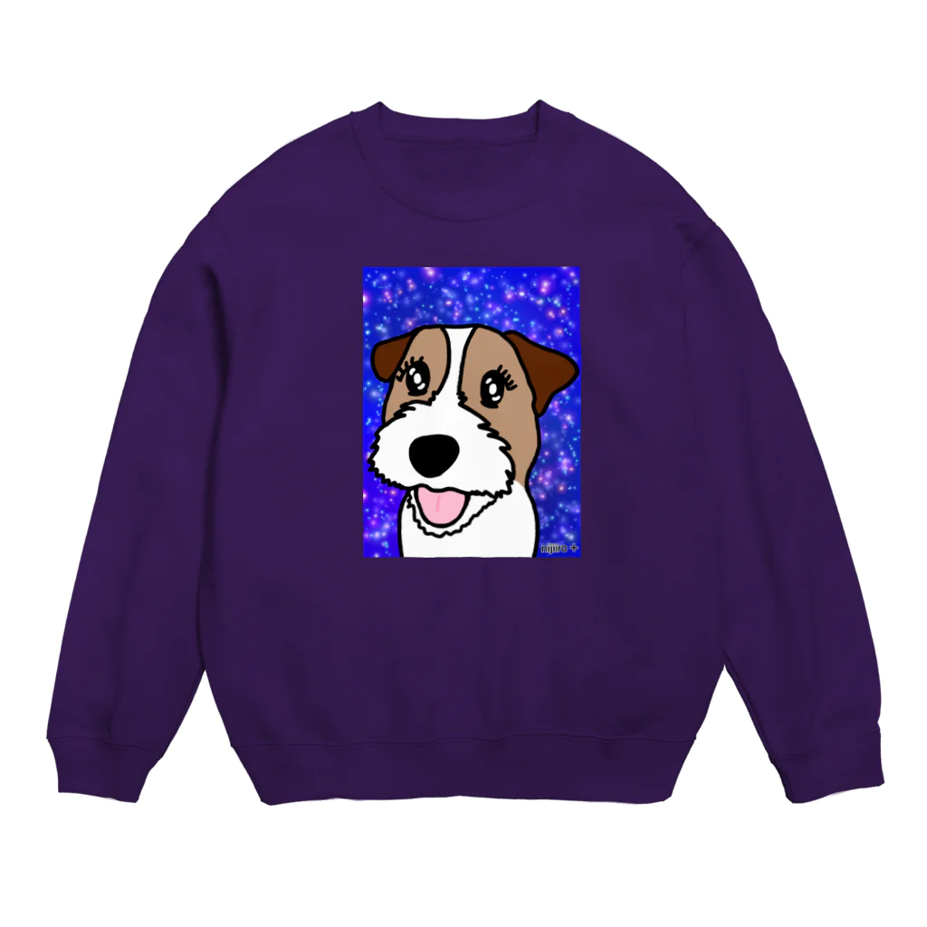 虹色PLUSの夜空を見上げて　ジャックラッセルテリア犬 Crew Neck Sweatshirt