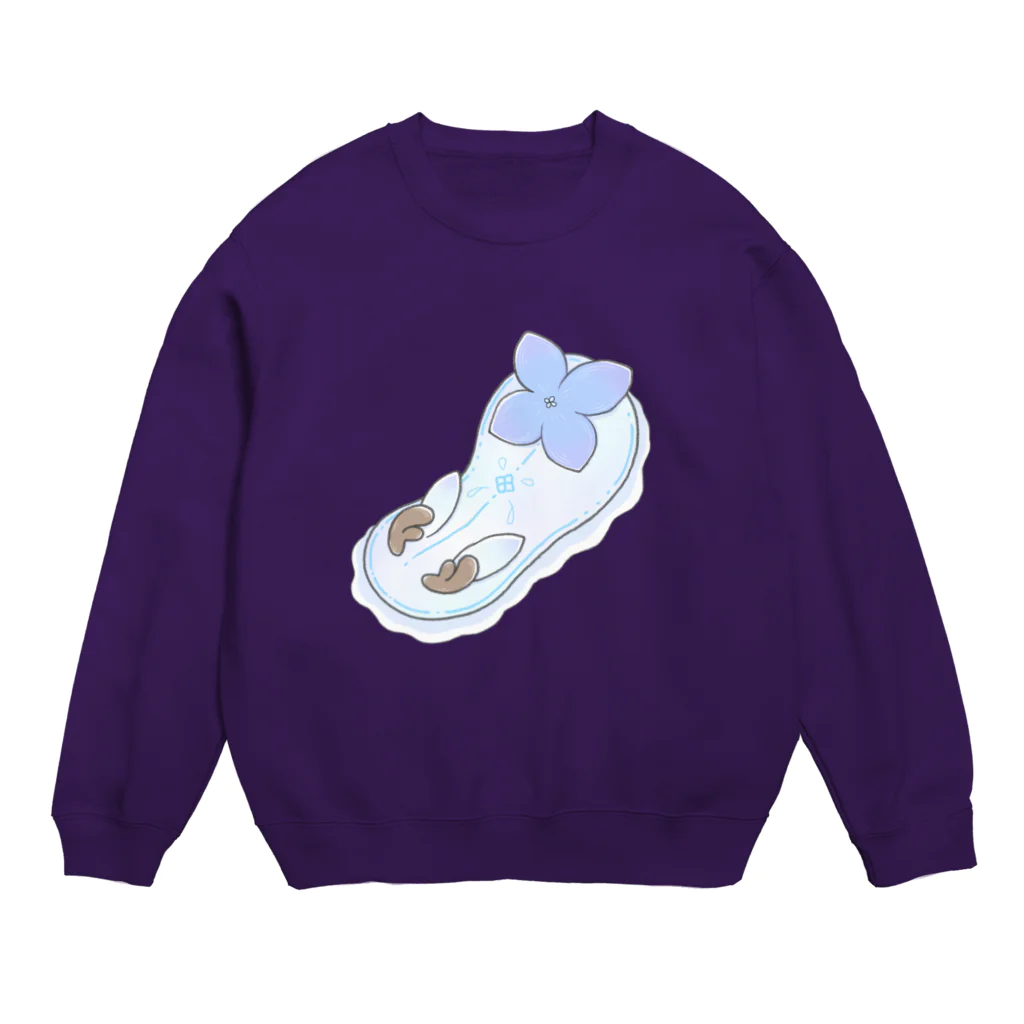 Jackalope Houseのツノアリウサギアジサイモドキウミウシ 青色ver. Crew Neck Sweatshirt