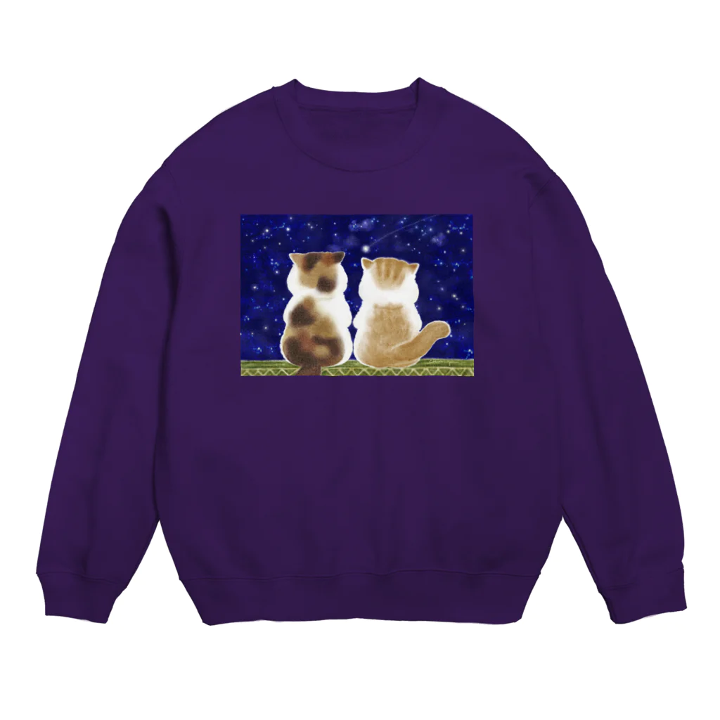 coeur.yu（クードットユー）の猫と星空 Crew Neck Sweatshirt