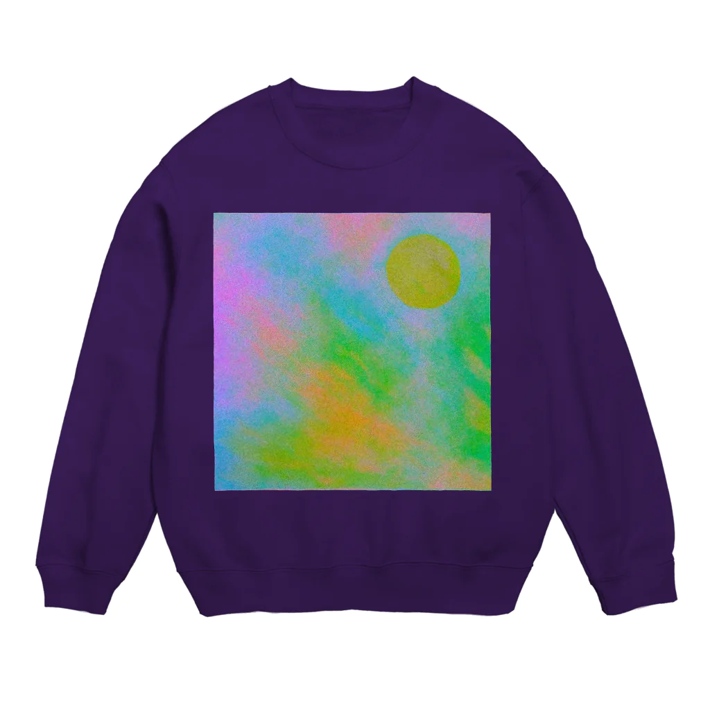 水草のサイケデリックな満月 Crew Neck Sweatshirt