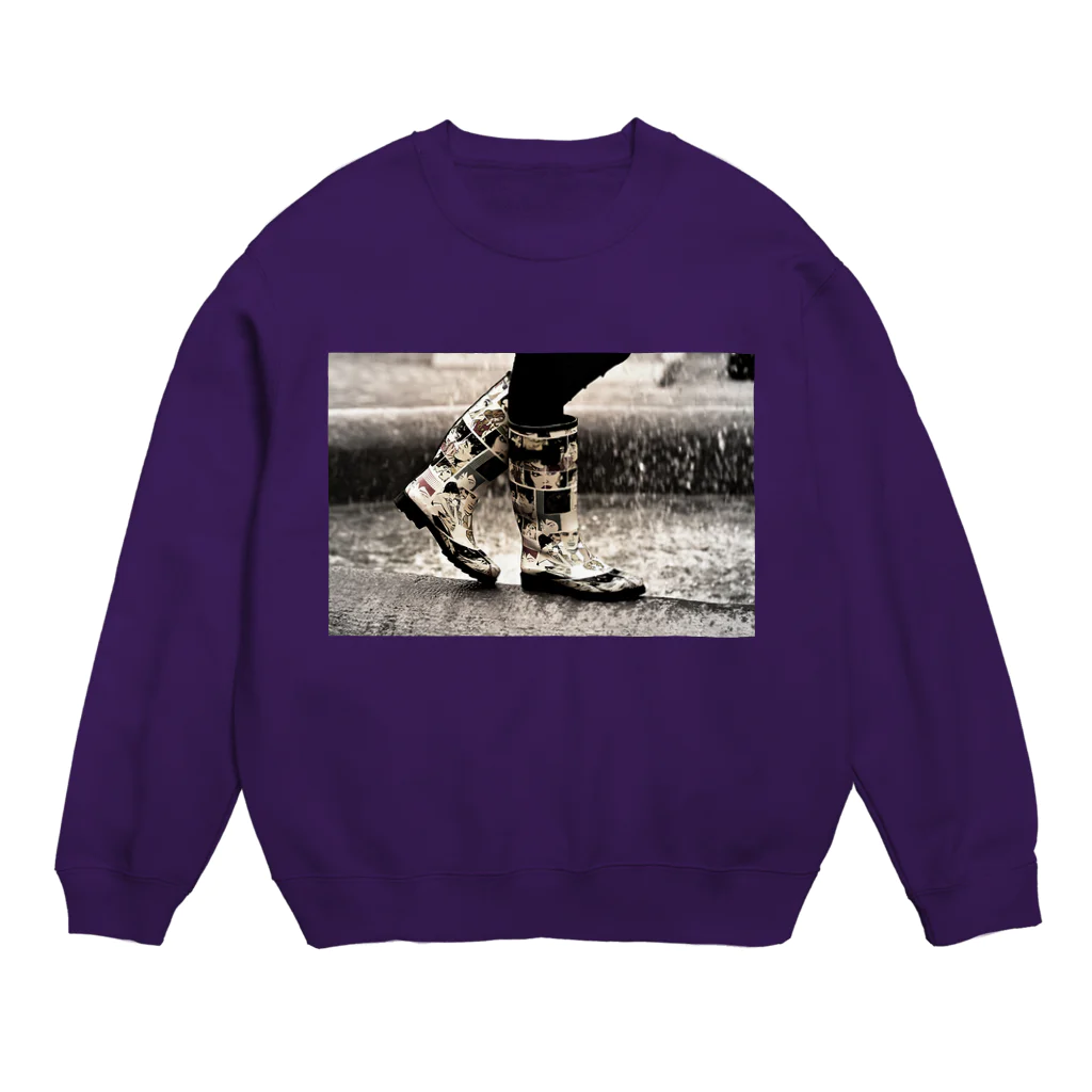 my_second_storyのおしゃれ カジュアル レインブーツ Crew Neck Sweatshirt