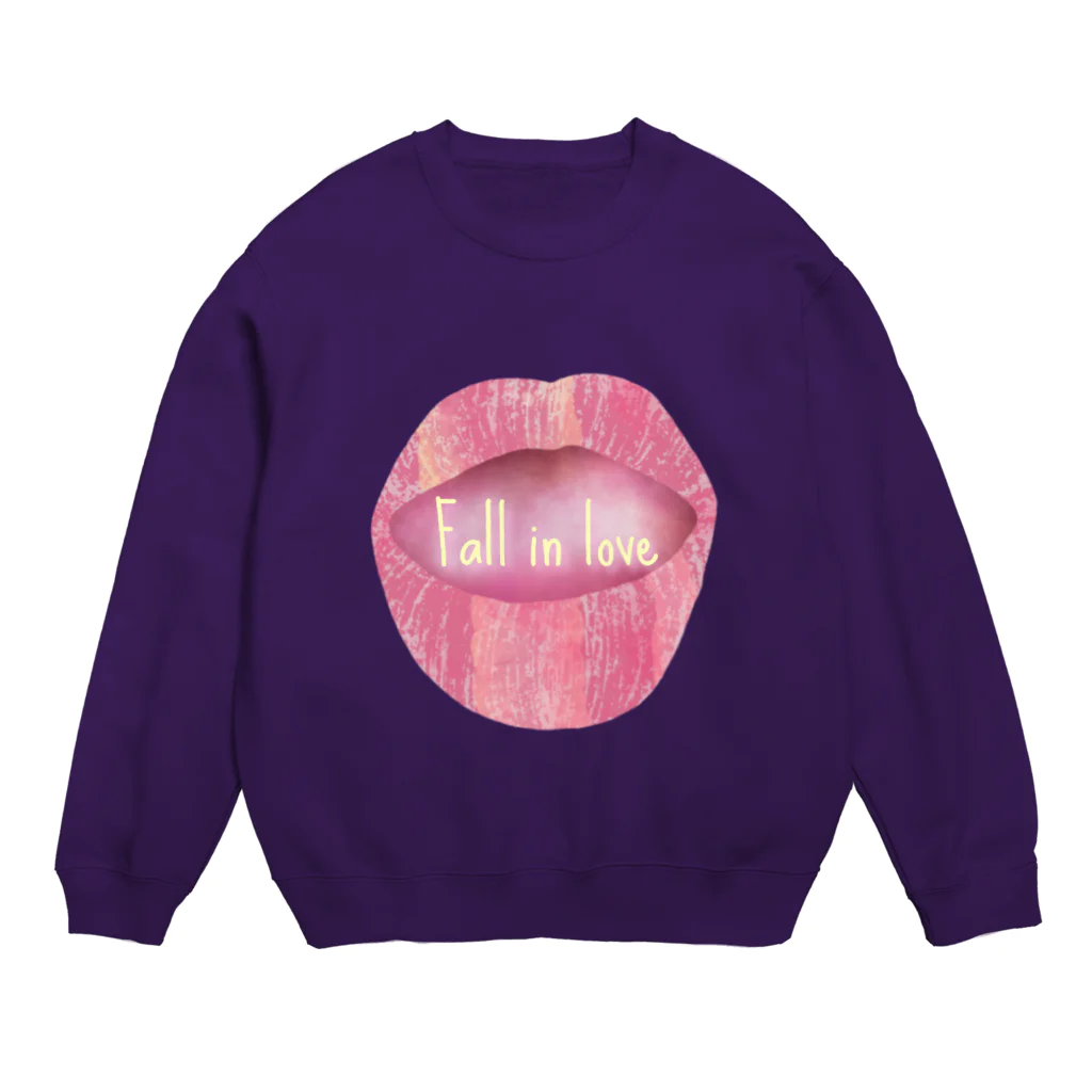 ぽんぽこあんぽんたんのLips💋 foll in love Crew Neck Sweatshirt