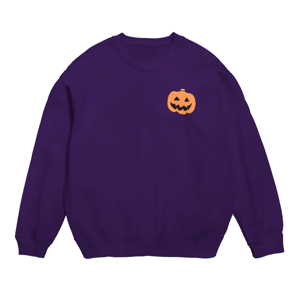 ゆずずショップのハロウィンお化けカボチャ Crew Neck Sweatshirt