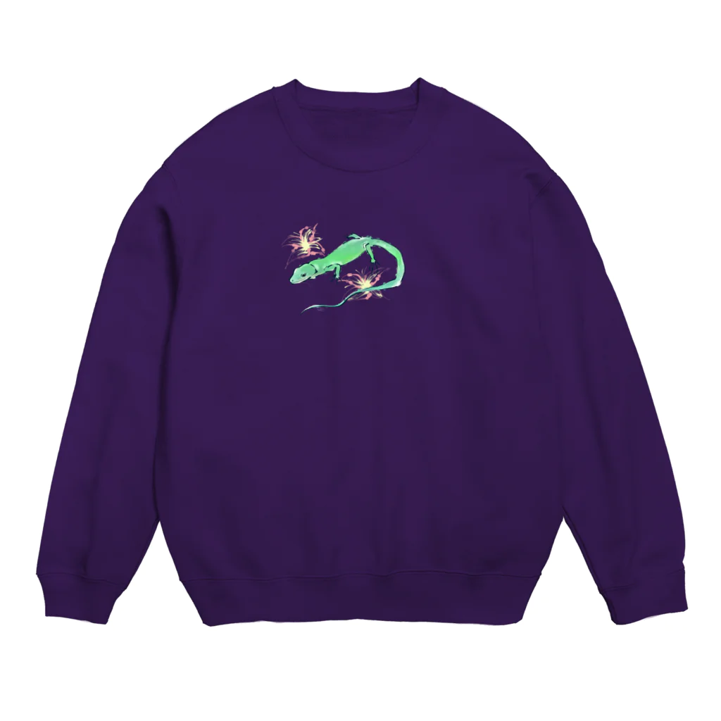 Sumireptiles🐍__爬虫類・生き物グッズのミドリガストロカナヘビ ver.2 Crew Neck Sweatshirt