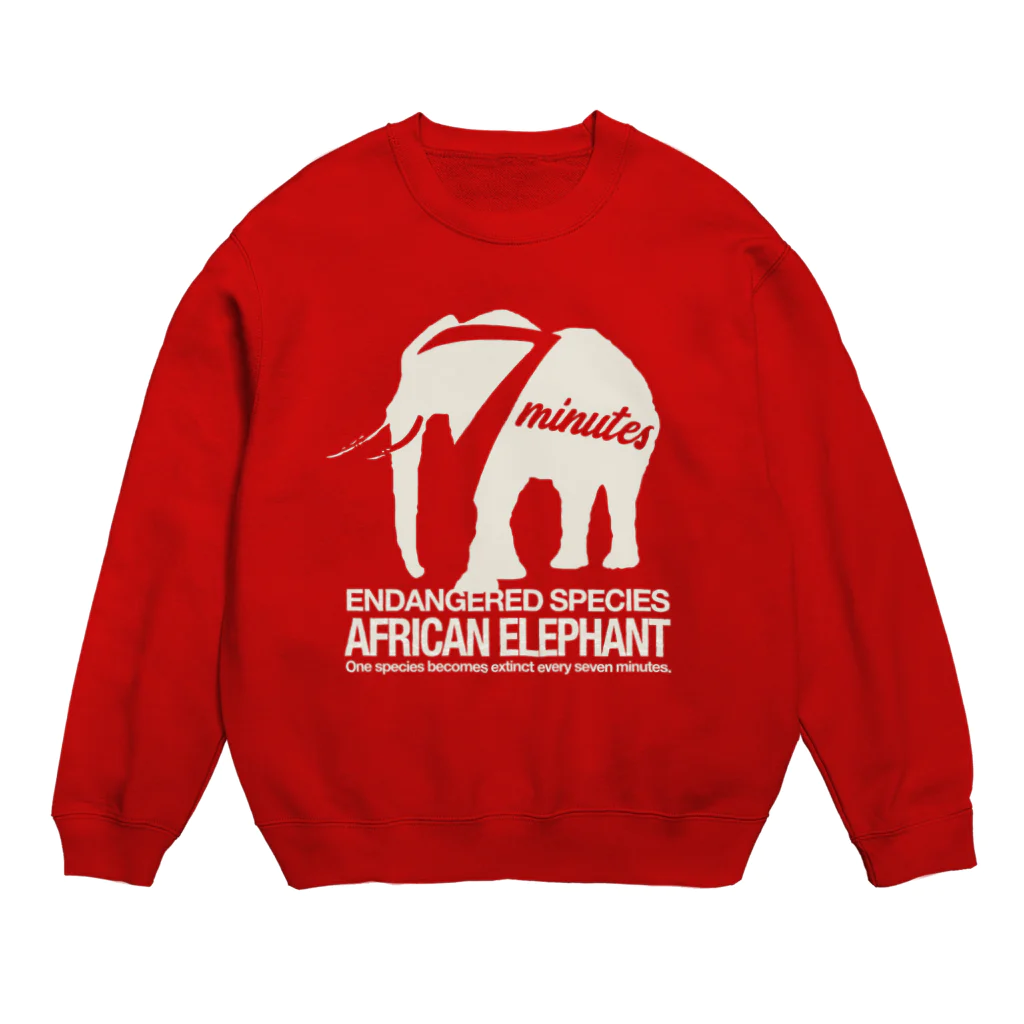 t-shirts-cafeの『アフリカゾウ』絶滅危惧種（レッドリスト） Crew Neck Sweatshirt