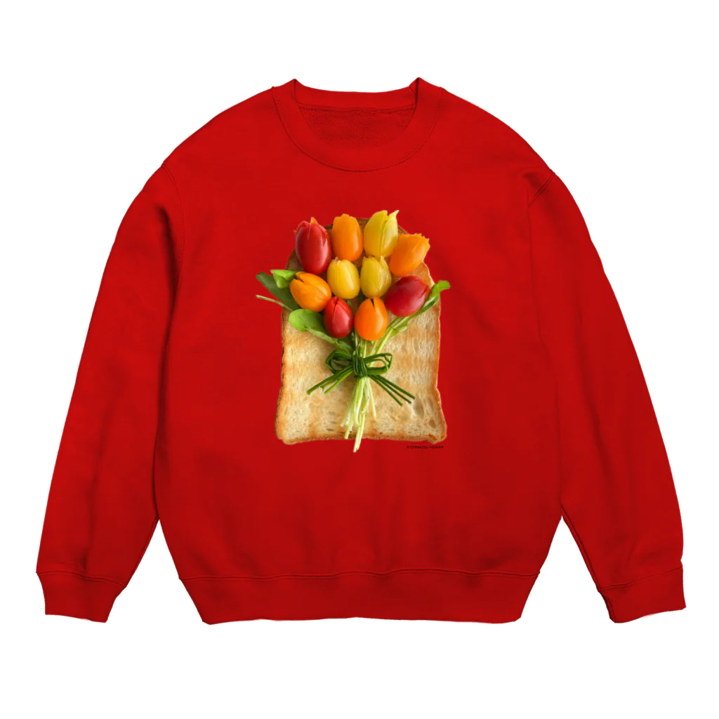 ℂ𝕙𝕚𝕟𝕒𝕥𝕤𝕦 ℍ𝕚𝕘𝕒𝕤𝕙𝕚 東ちなつのトマトのチューリップトースト Crew Neck Sweatshirt