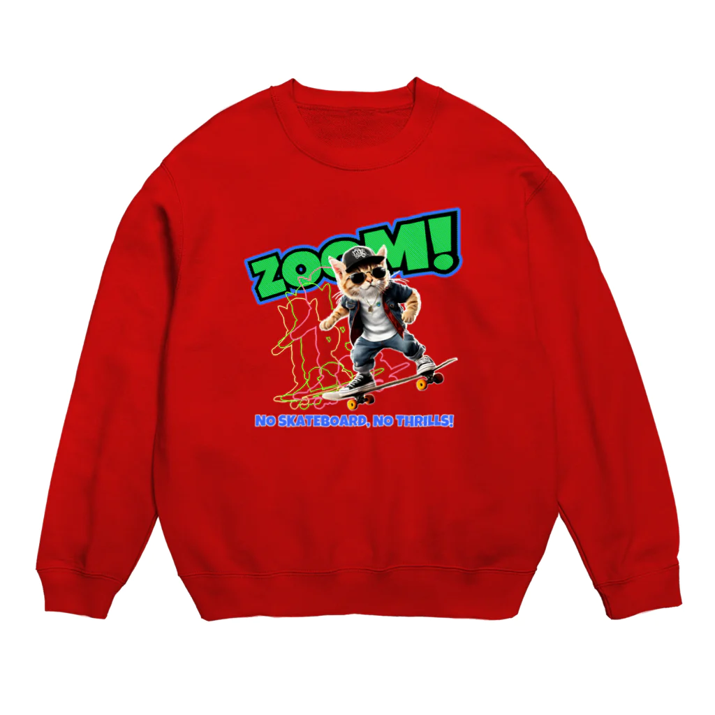 kazu_gのスケボーのない人生なんて!(ネコ) Crew Neck Sweatshirt