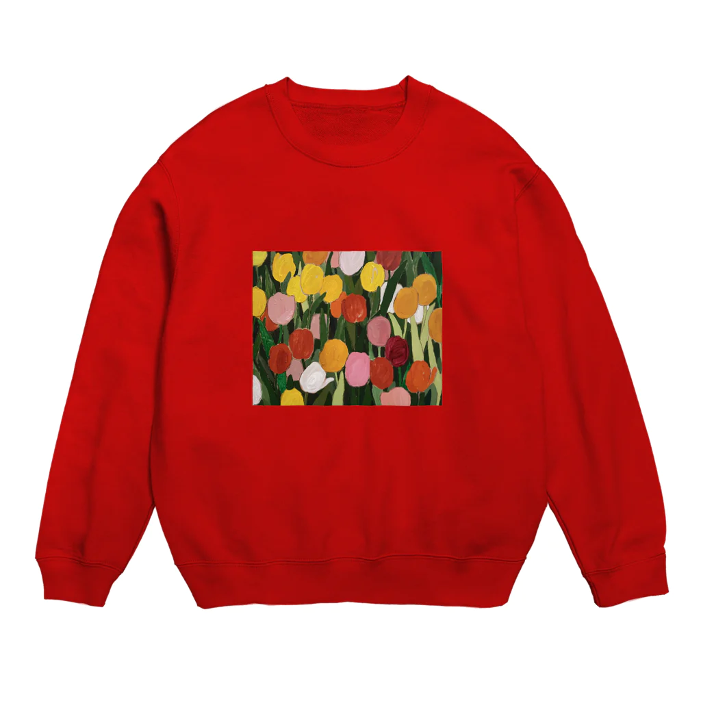 tsuetaniのチューリップの絵 Crew Neck Sweatshirt