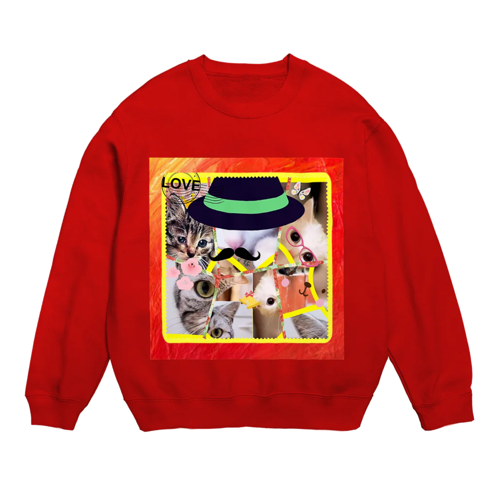 テル！のお店のニャンコ一杯賑(にぎ)やかし Crew Neck Sweatshirt