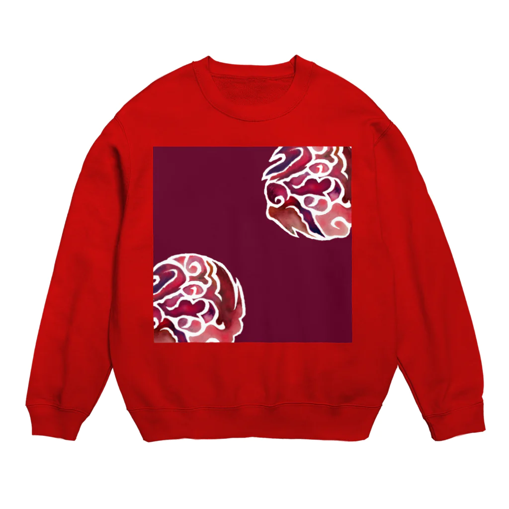 WAMI ARTの雲隠れ赤(赤地) Crew Neck Sweatshirt