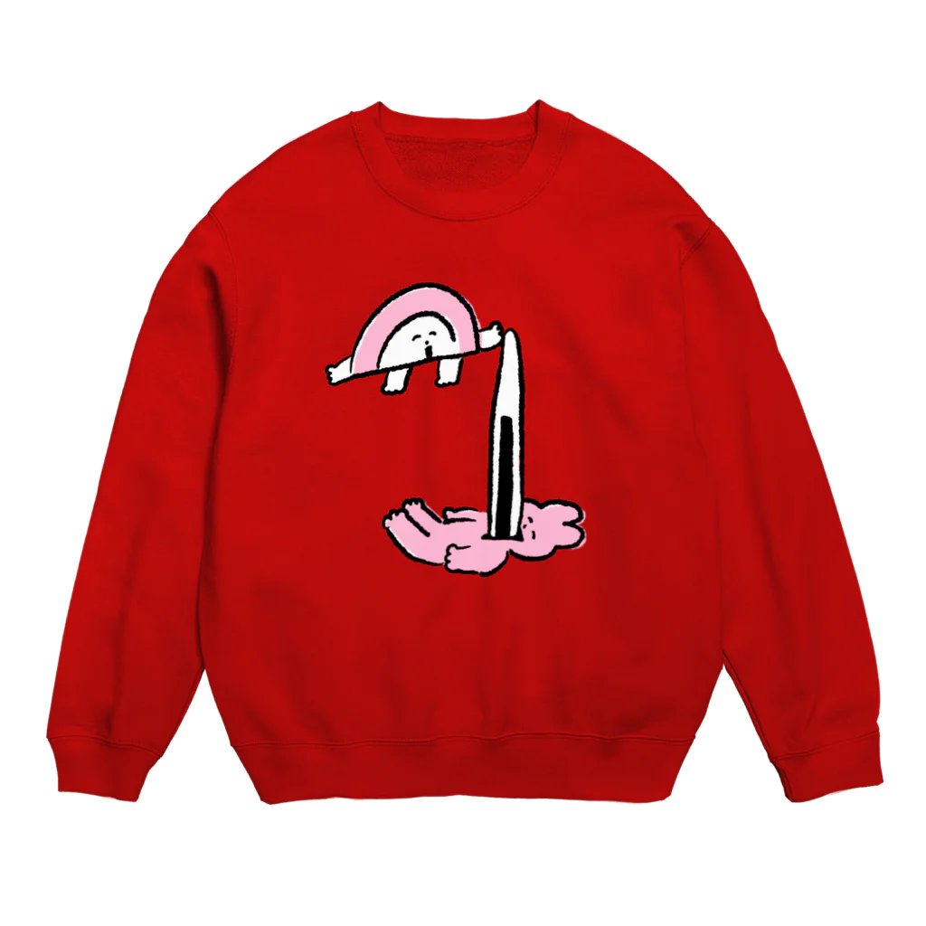 おかだひろみ の へんてこランドSHOPのおにぎり出入り自由 Crew Neck Sweatshirt