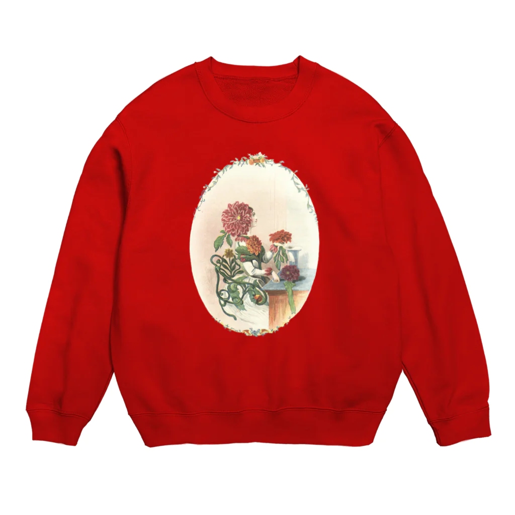 古書　天牛書店の「花の幻想」ダリア＜グランヴィル＞ Crew Neck Sweatshirt