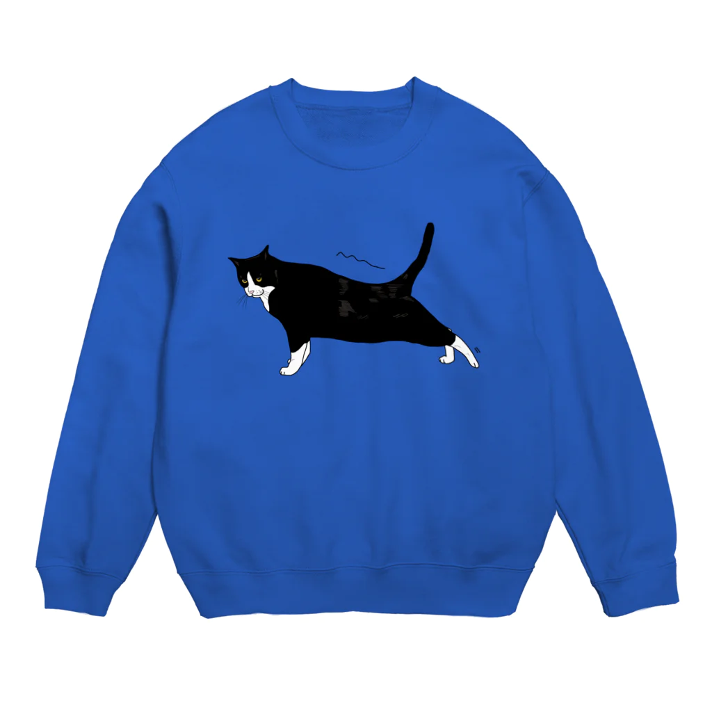 小鳥と映画館の伸びをするハチワレちゃん Crew Neck Sweatshirt