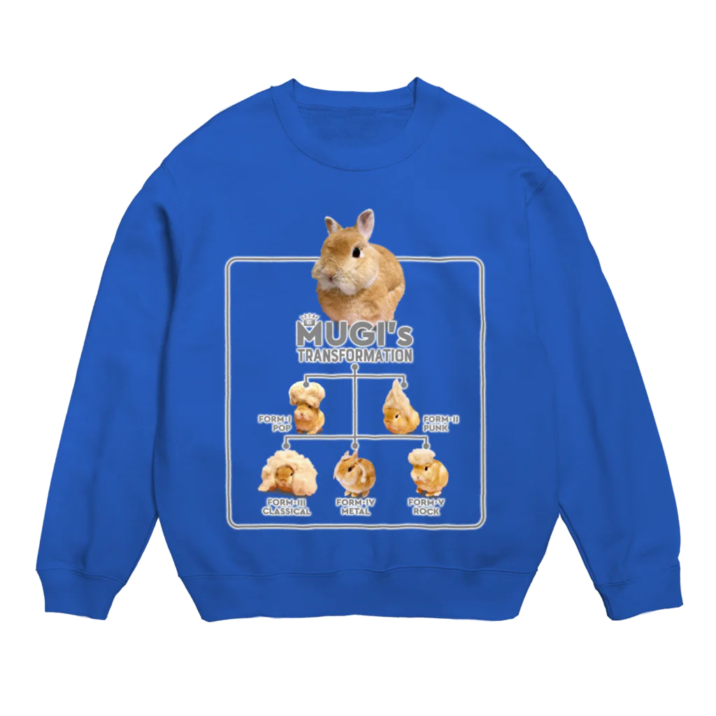 うさぎのうみちゃんねるショップのむぎちゃんトランスフォーメーション-うさぎのうみのうさ友シリーズ Crew Neck Sweatshirt