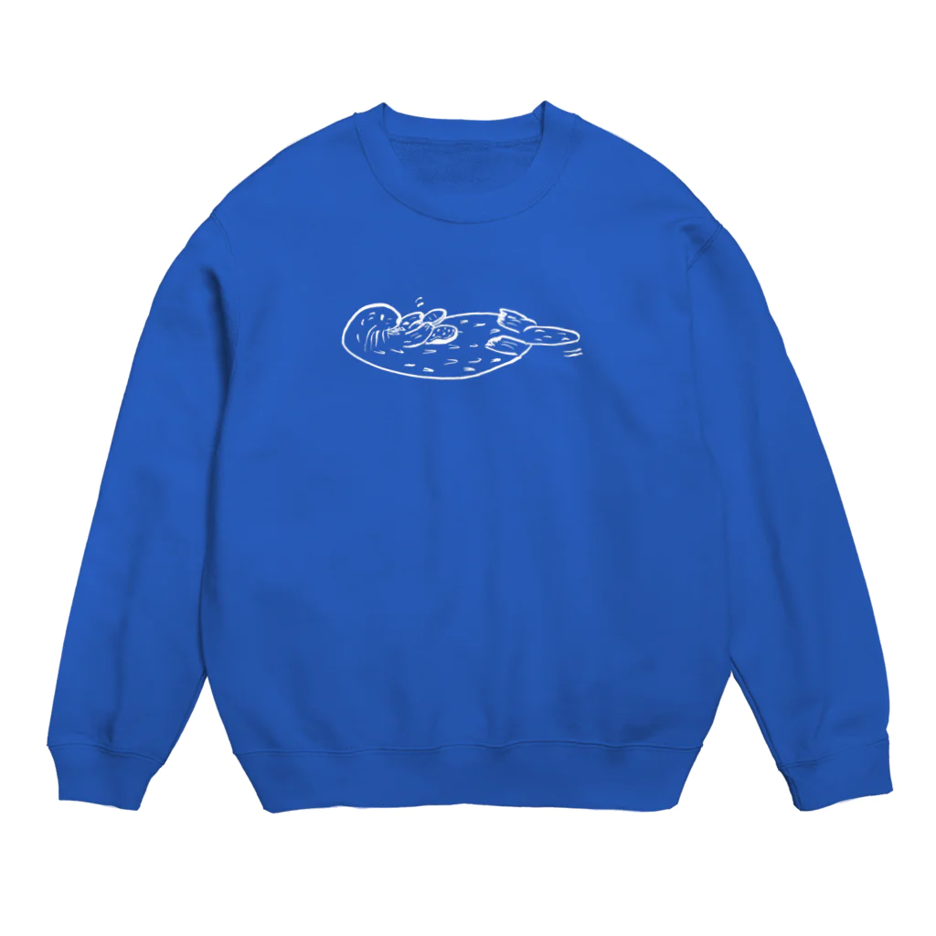 うみうそくん Olivineのお店の貝を割るぷかぷかラッコ・白 Crew Neck Sweatshirt