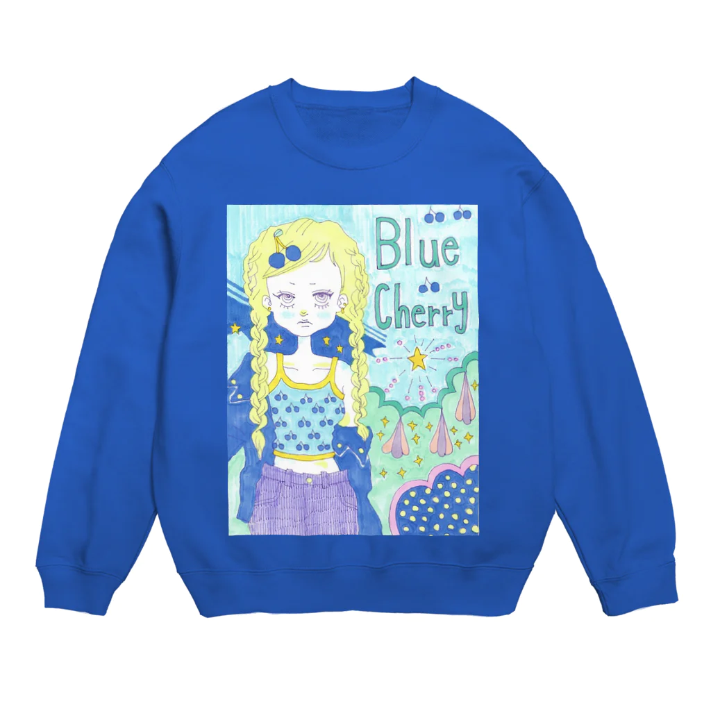 kaoru_littieのBlue cherry Crew Neck Sweatshirt