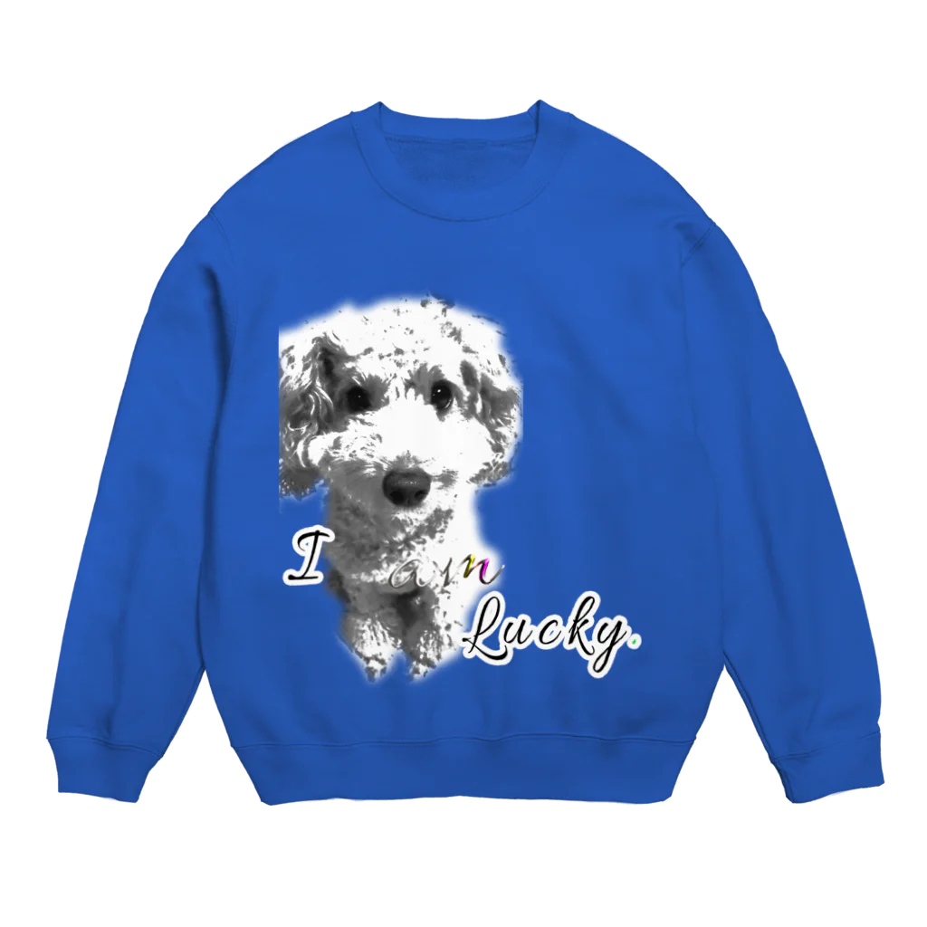 田中商店 SUZURI店のI am lucky. Crew Neck Sweatshirt