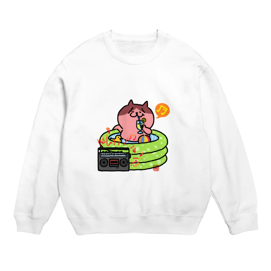 tokisanのビニールプールでまったり猫さん。 Crew Neck Sweatshirt