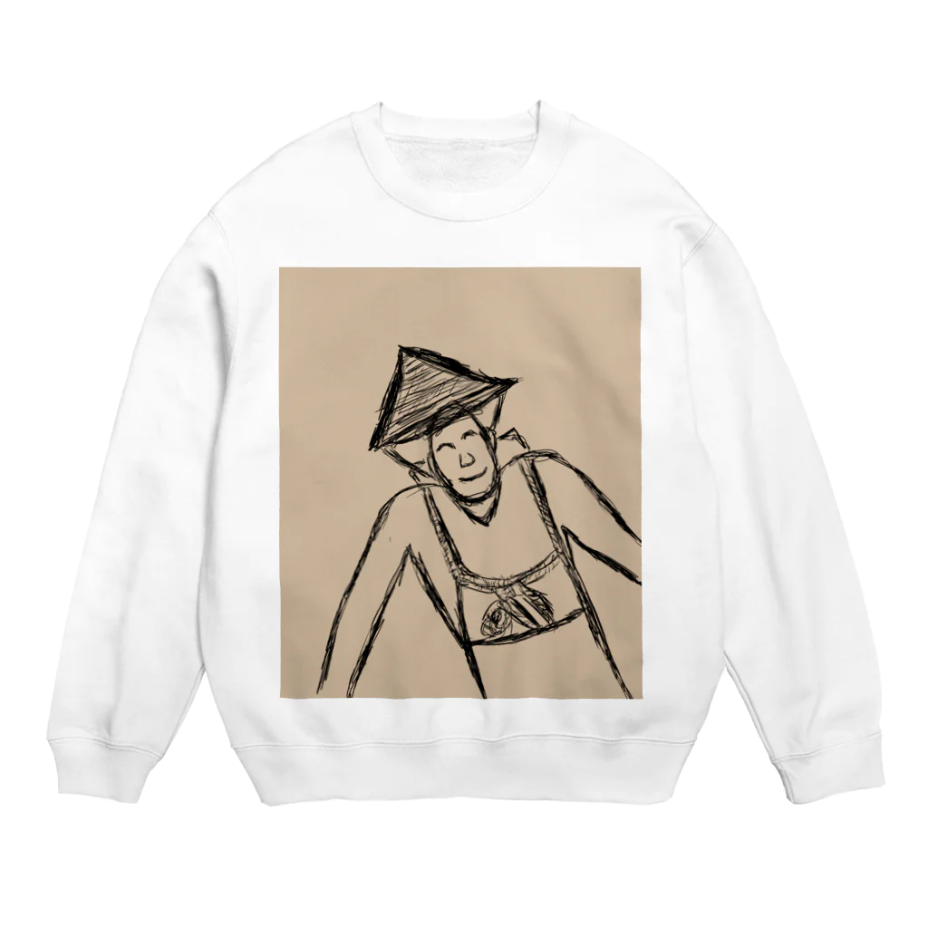 junsen　純仙　じゅんせんのJUNSEN（純仙）背負い籠を担ぐ農夫 Crew Neck Sweatshirt