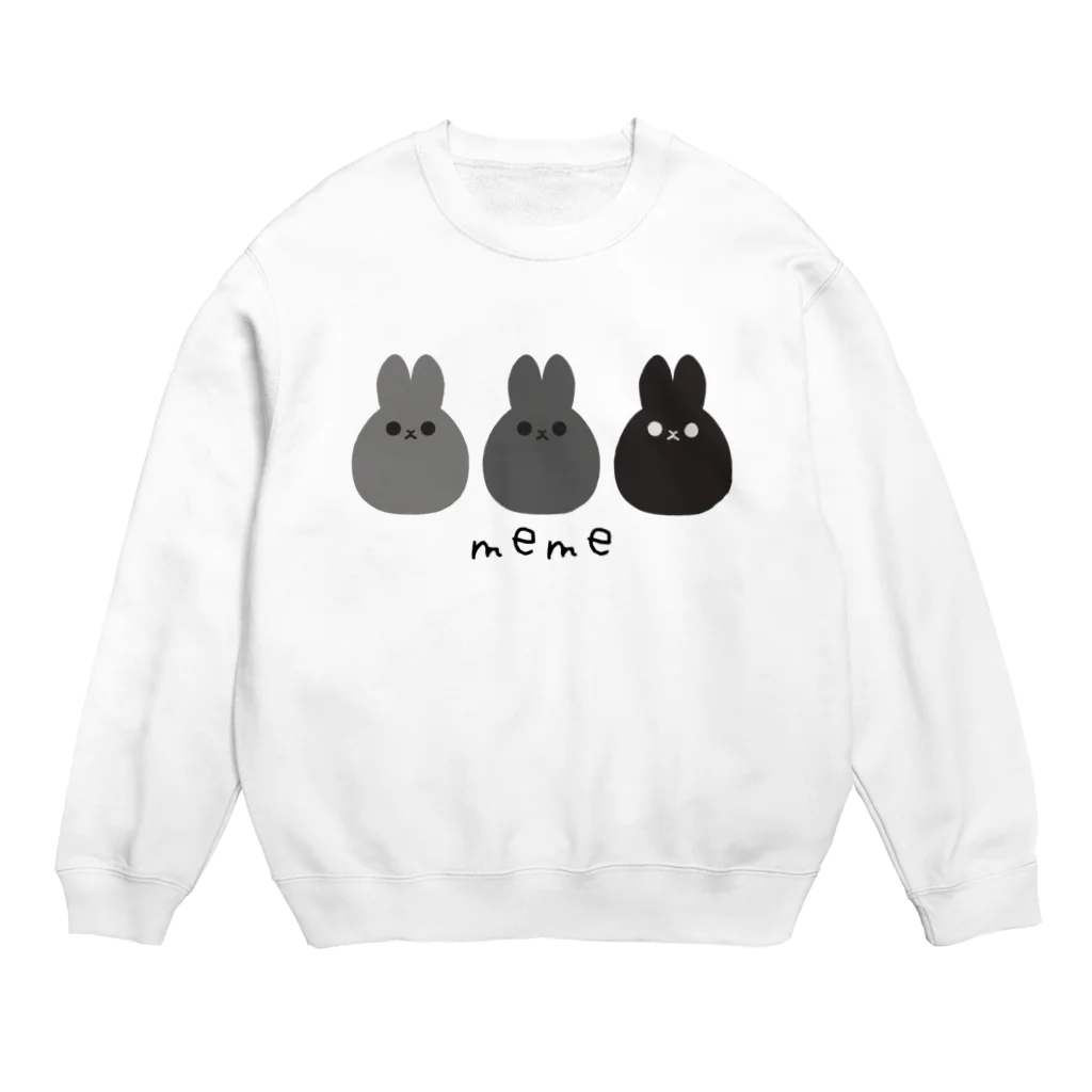 nagiのmeme3匹（モノトーン） Crew Neck Sweatshirt