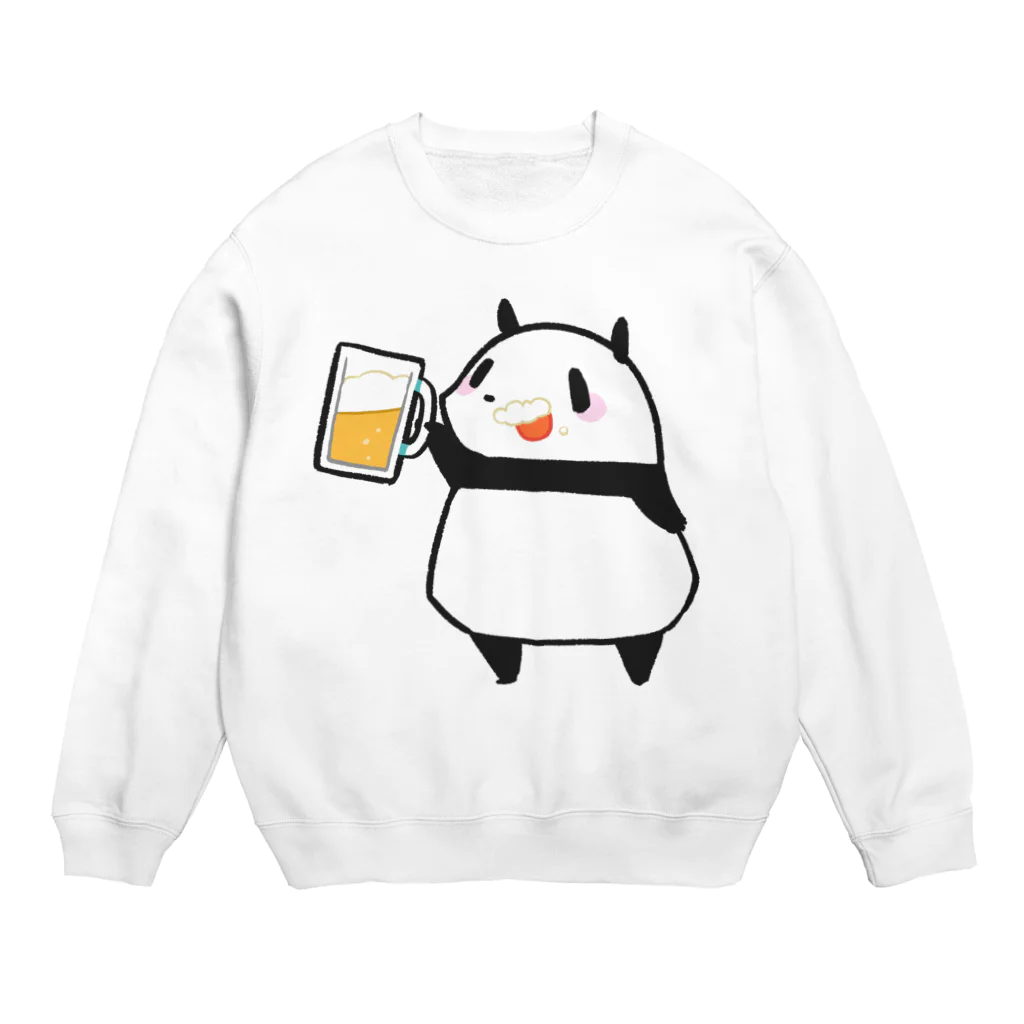 うさやのビールを飲んでご満悦のパンダ Crew Neck Sweatshirt