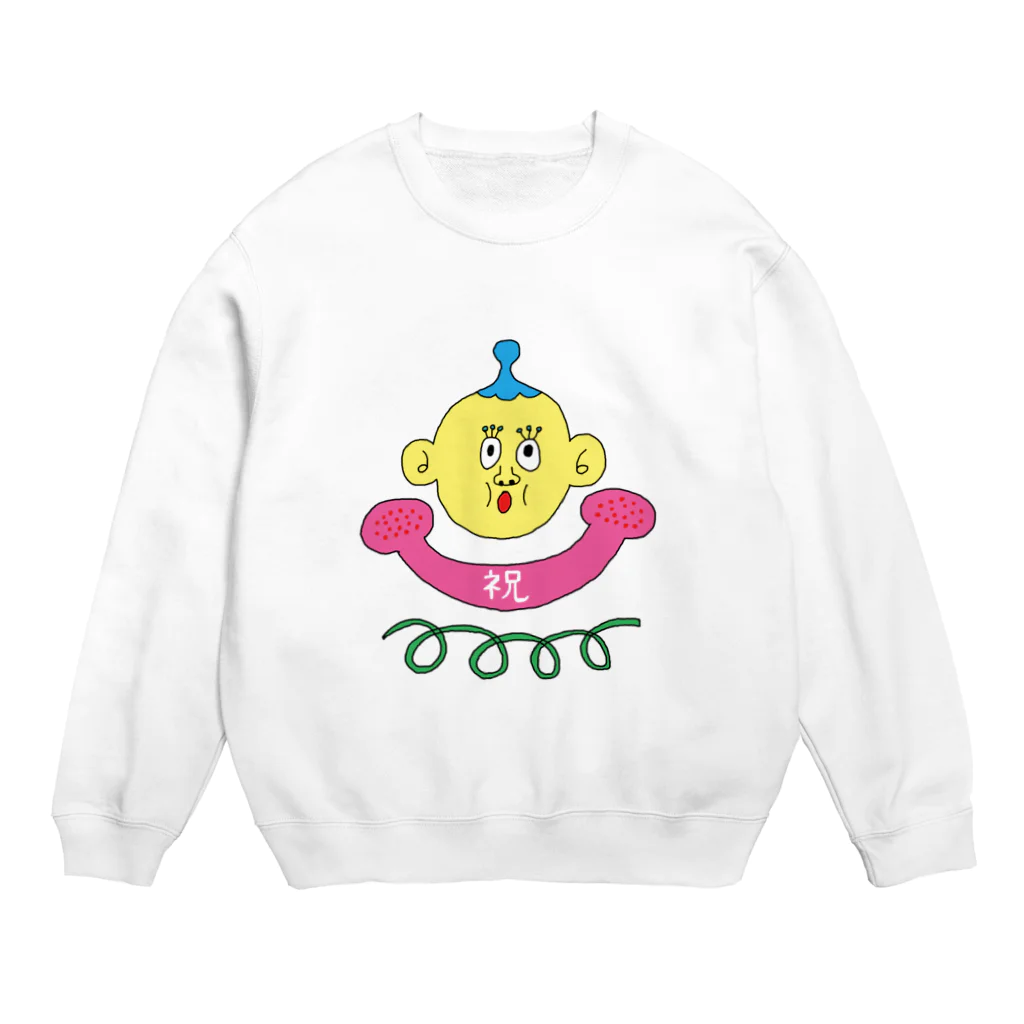 ヘロシナキャメラ売り場のハッピーベル Crew Neck Sweatshirt