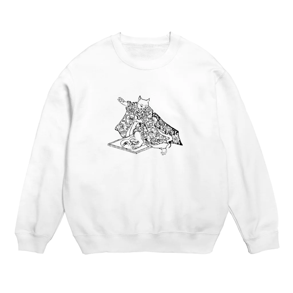 猫の浮世絵・草紙の逆上するおこまちゃん Crew Neck Sweatshirt