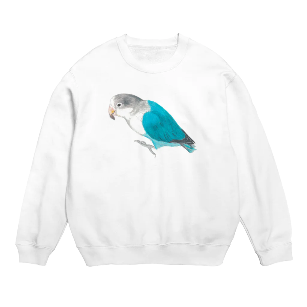 森図鑑の[森図鑑] ブルーボタンインコと種 Crew Neck Sweatshirt