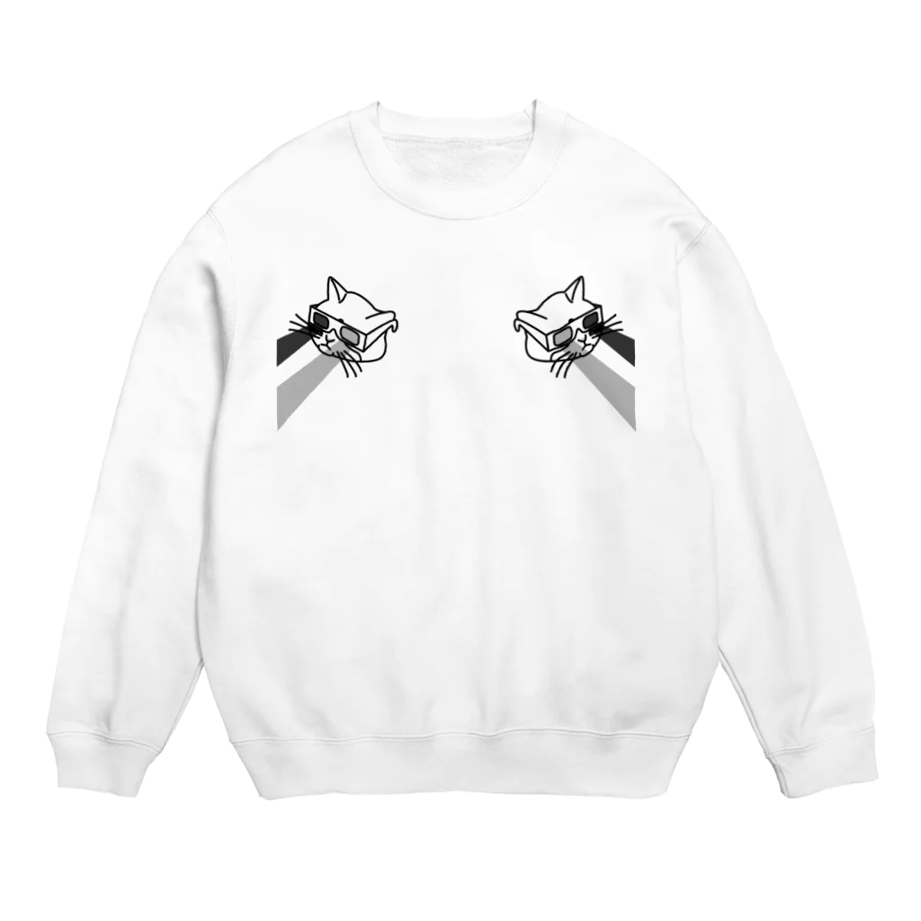 中華呪術堂（チャイナマジックホール）の【黒・前】3D猫 Crew Neck Sweatshirt