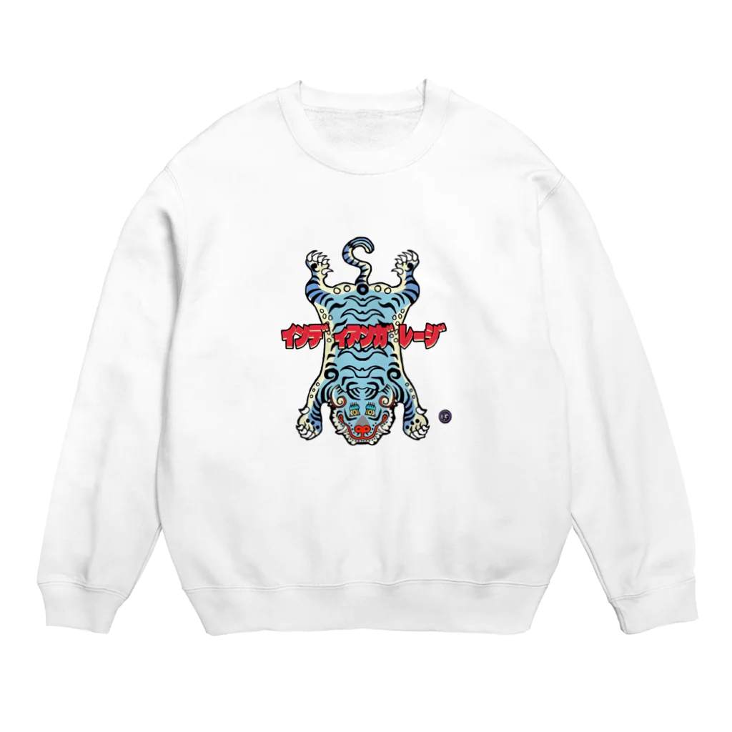 ｲﾝﾃﾞｨｱﾝｶﾞﾚｰｼﾞshop🏁のブルーな虎カーペットくん🌀 Crew Neck Sweatshirt