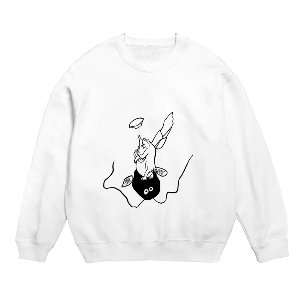 junsen　純仙　じゅんせんのJUNSEN(純仙)浮世絵風　鯰にまたがるさる Crew Neck Sweatshirt