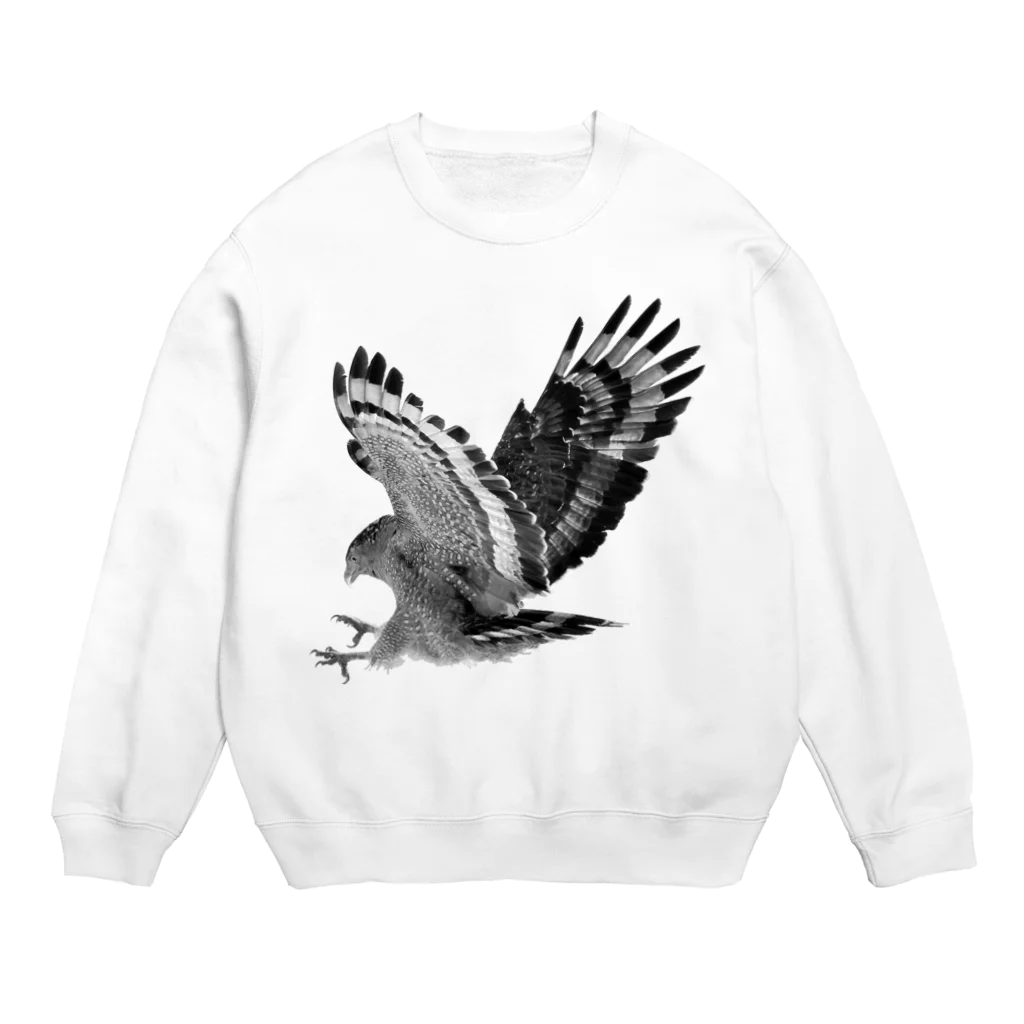 WILDBIRD GOODS SHOPのカンムリワシ・モノクロ Crew Neck Sweatshirt