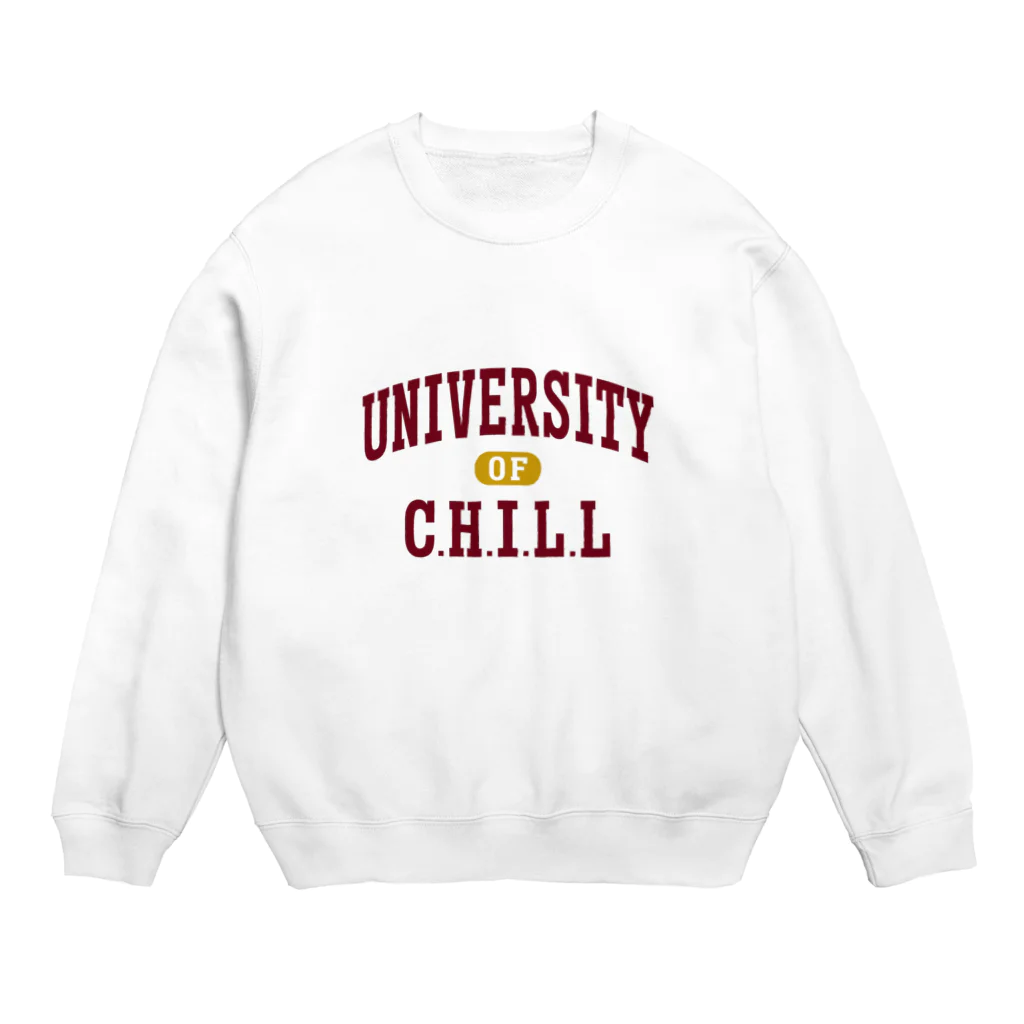 グラフィンのチル大学 エンジ文字 Crew Neck Sweatshirt