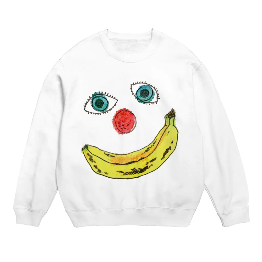 KANKAN ILLUSTRATION FACTORY goods shopのBANANA PIERROT（白や淡い色をご指定ください） Crew Neck Sweatshirt