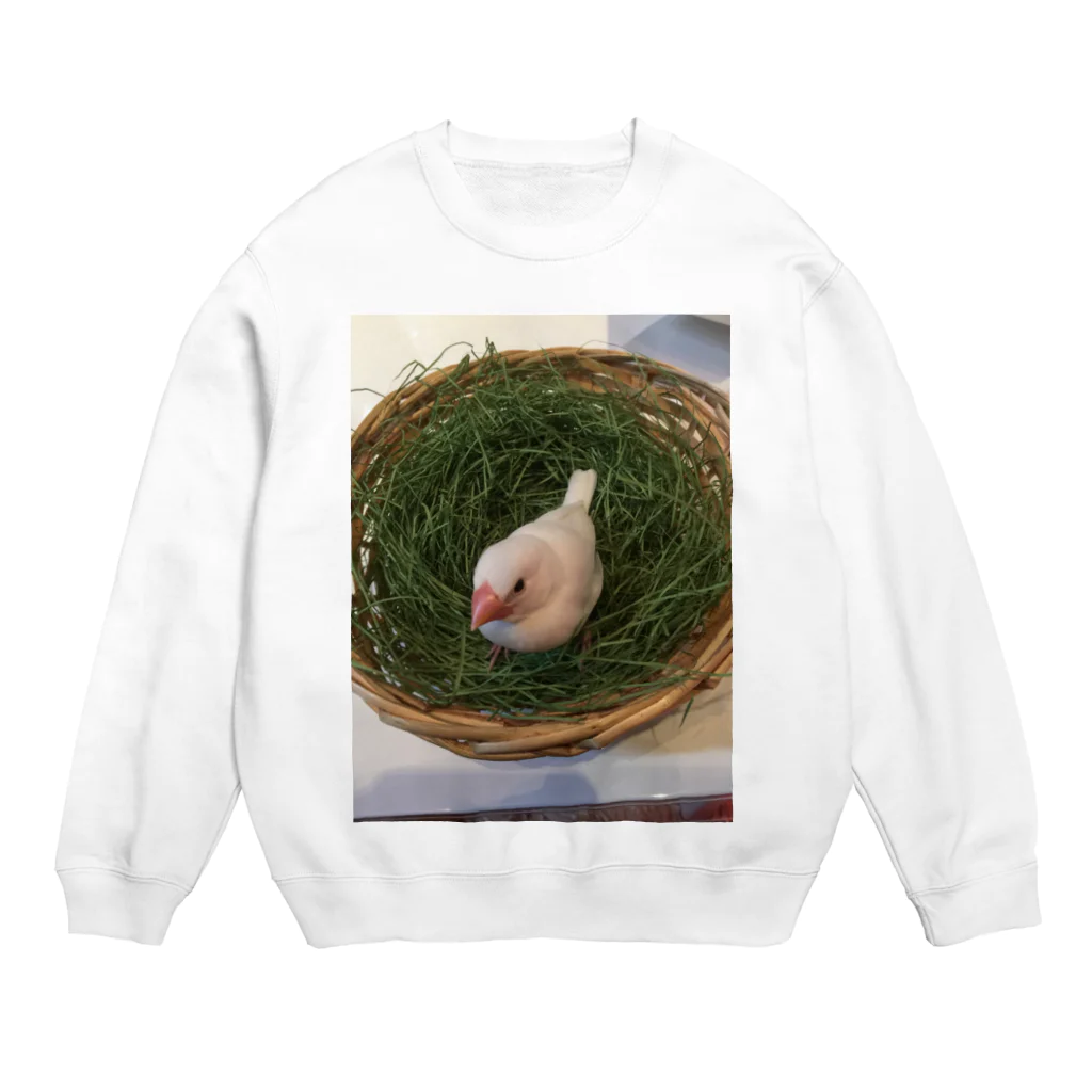 Hanagara animal cafeの白文鳥のジュンちゃん Crew Neck Sweatshirt