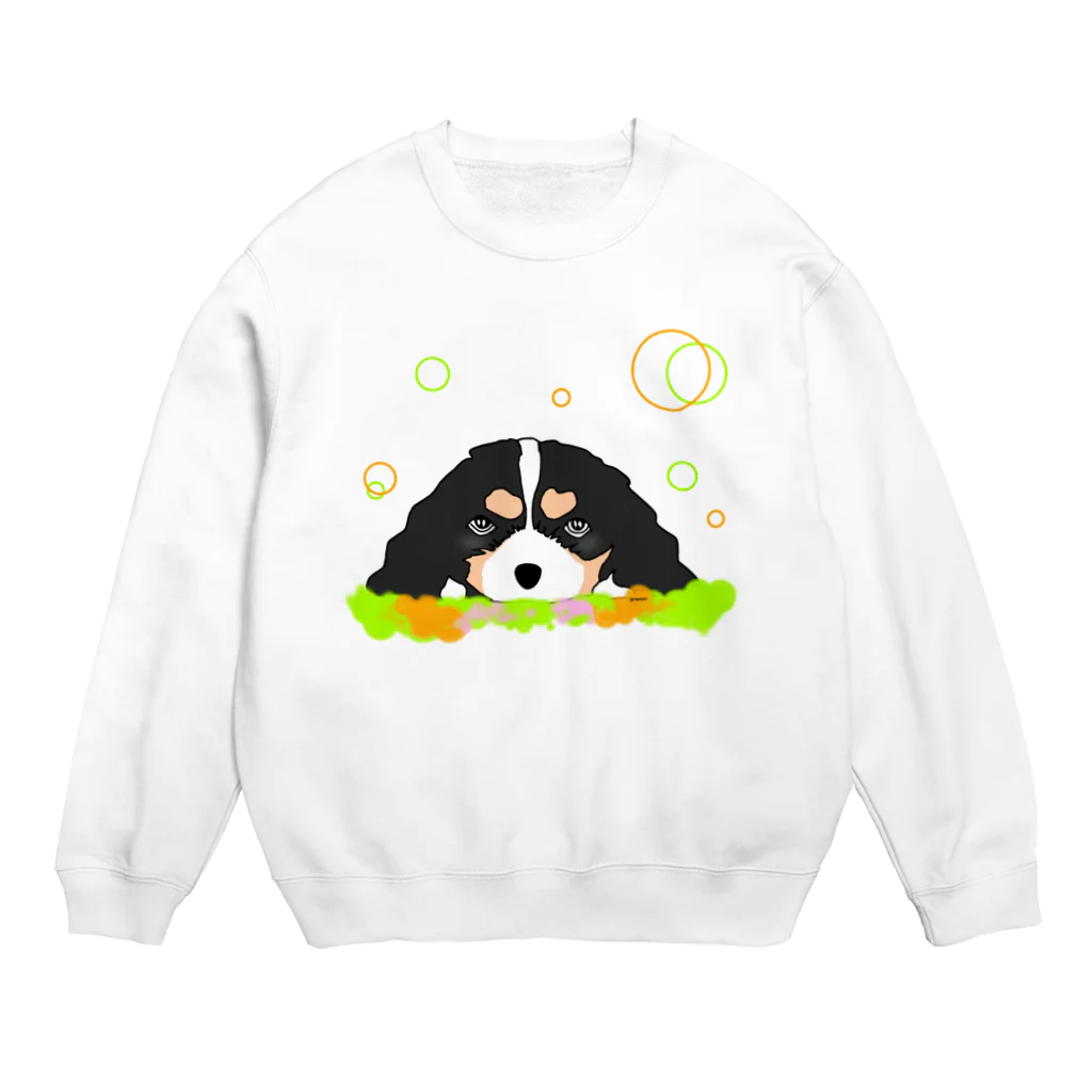 greetenのキャバリアトライカラー癒し犬 Crew Neck Sweatshirt