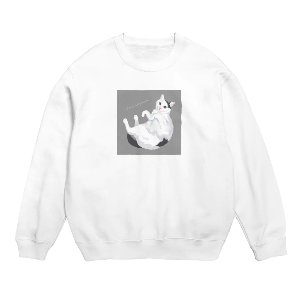 はるさめ商店の白黒ブチ猫 Crew Neck Sweatshirt