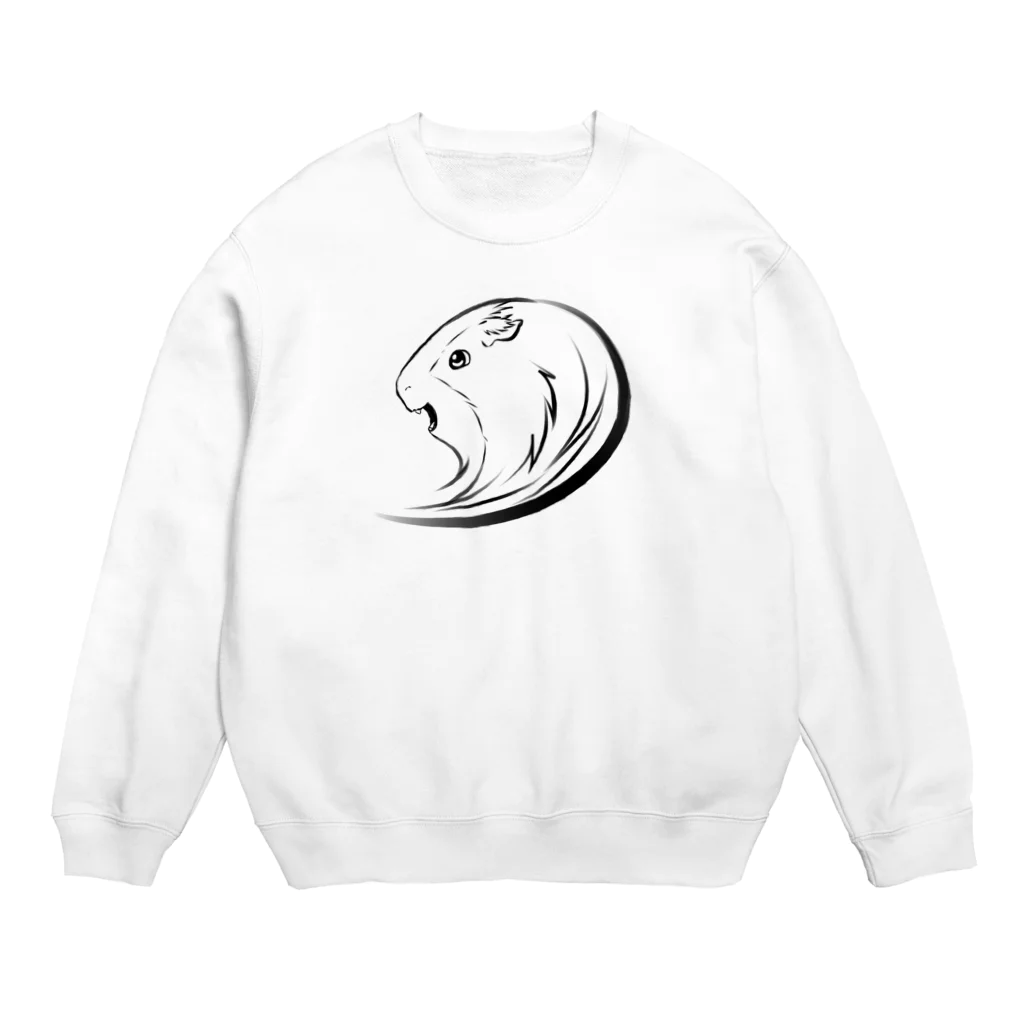 【モルモット】Mugi & Ruki【四国犬】のモルモットのムギちゃん(黒線ver) Crew Neck Sweatshirt