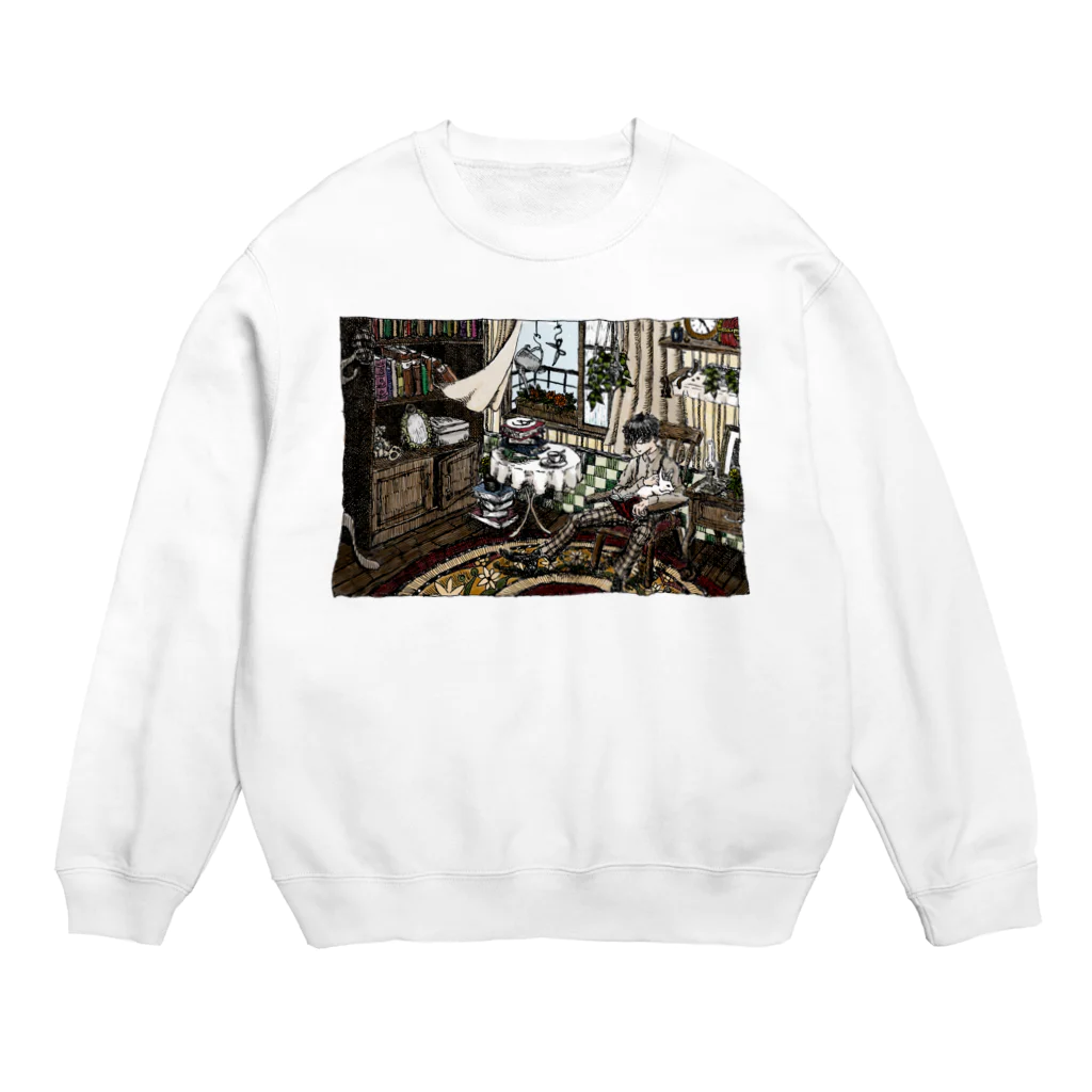 うえだきおくのウサギと微睡む少年 Crew Neck Sweatshirt