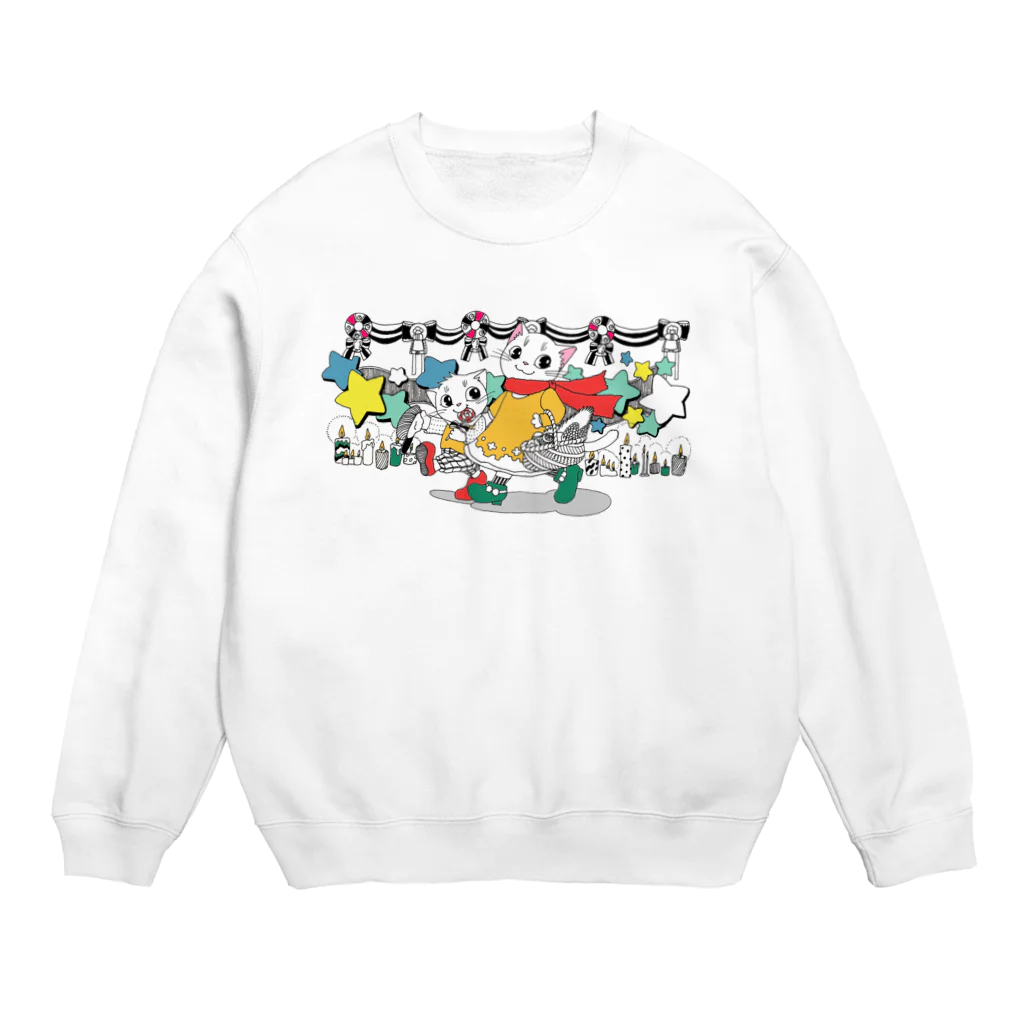 ねこぬりえの12月を待つクリスマスねこ Crew Neck Sweatshirt